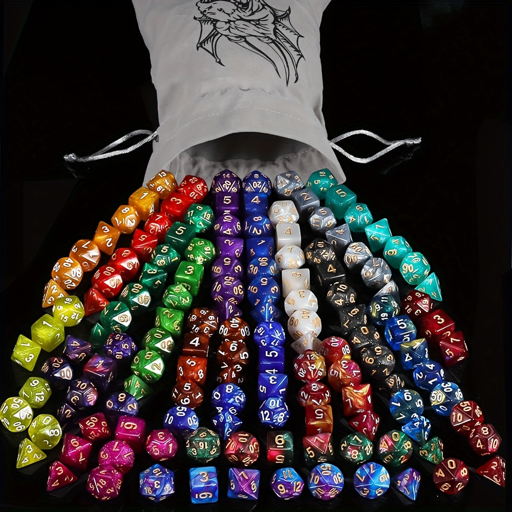 141pcs DND Polyhedral Dice Set 20 Complete 7-Die Sets Double Color Acrylic Dice with Velvet Bag for D&D RPG MTG Pathfinder Tabletop Games Halloween Christmas Gift