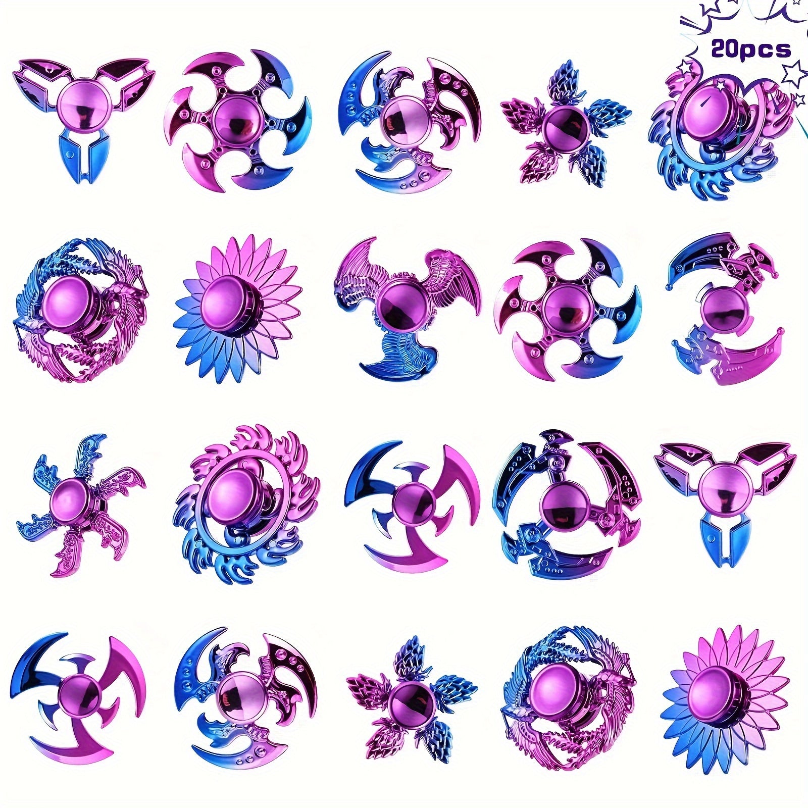 Fidget Spinners 20 Pack for Kids & Adults – Cool Sensory Hand Spinner Bulk Set, Party Favors, Goodie Bag Stuffers & Classroom Prizes
