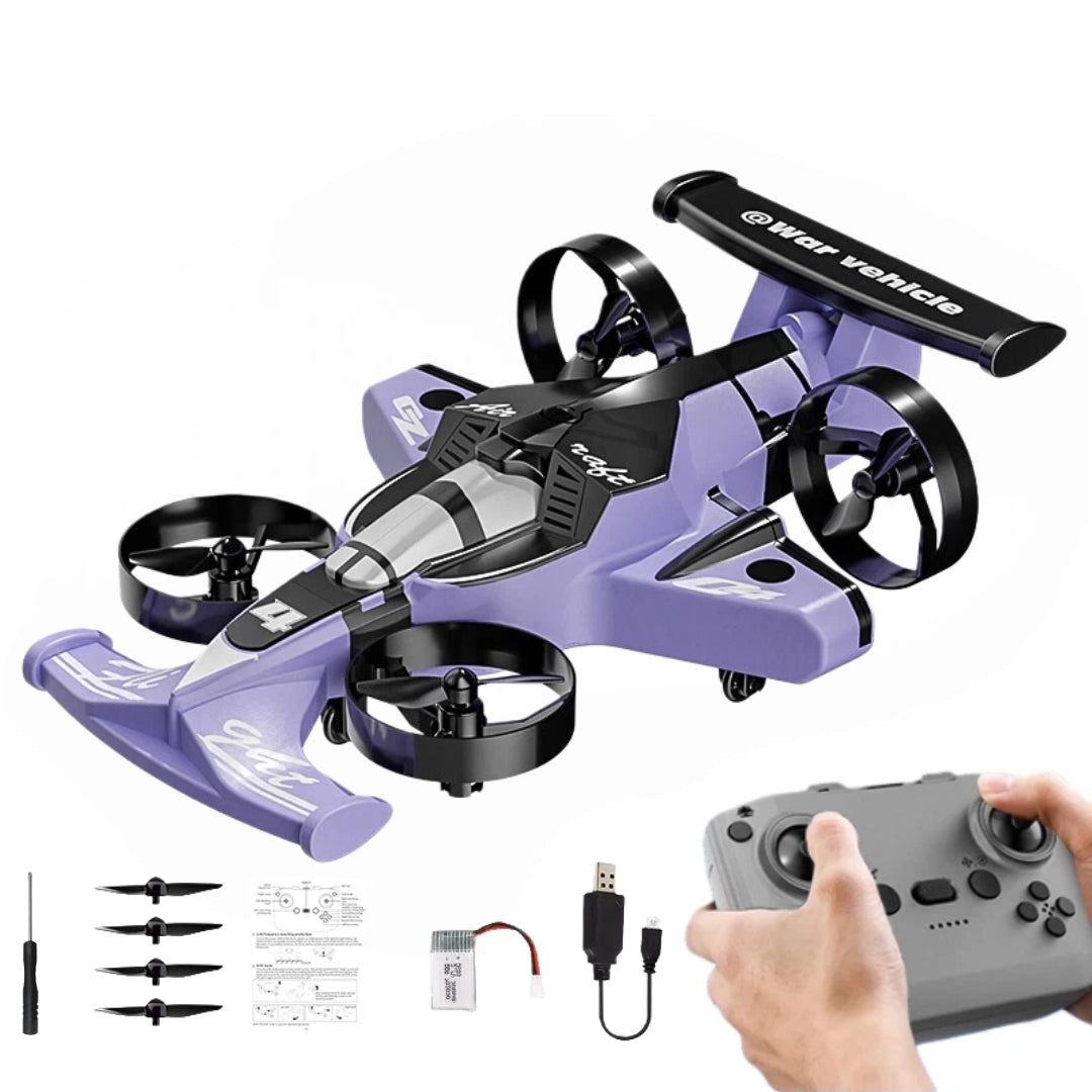 2-in-1 RC Flying Car Drone Combo Remote Control Car and Quadcopter One-Key Takeoff Stable Hover Racing Mode 360 Flips Birthday Gift Ages 14 and Up