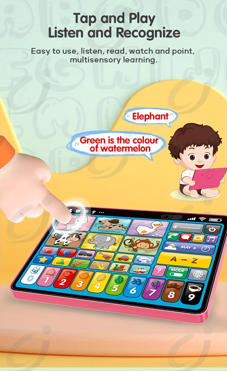 Trilingual Learning Tablet for Toddlers 1-3 Years – Educational Toy with Music & Sound, 39 Buttons Alphabet Numbers Animals, Speech Therapy Toy for Boys Girls, Baby Birthday Gift