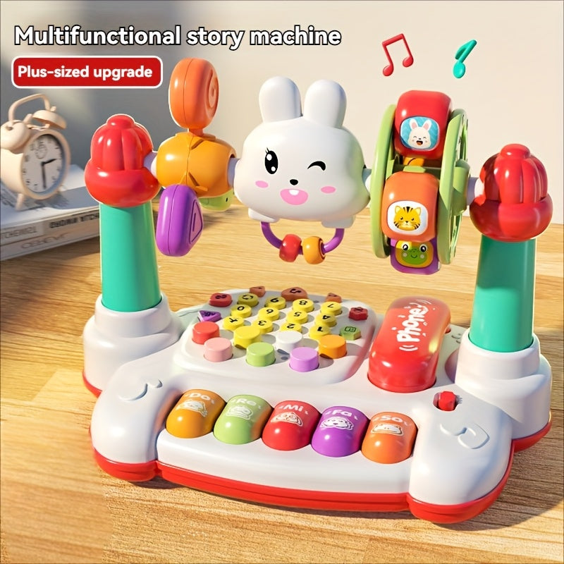JOVOW Rabbit Story Machine – Multifunctional Kids Phone Toy with Piano, Music & Light, Multiple Modes, Educational Sensory Toy for Toddlers, Easter Halloween Birthday Christmas Gift for Boys Girls