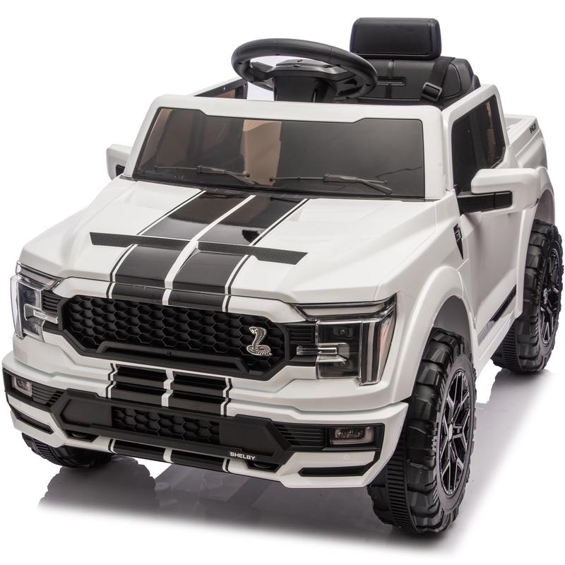 24V Kids Ride On Truck, Hikiddo Ford-Shelby F-150 with Remote Control, Dual 200W Motors, Bluetooth Music, Storage Trunk & 1 or 2 Seats