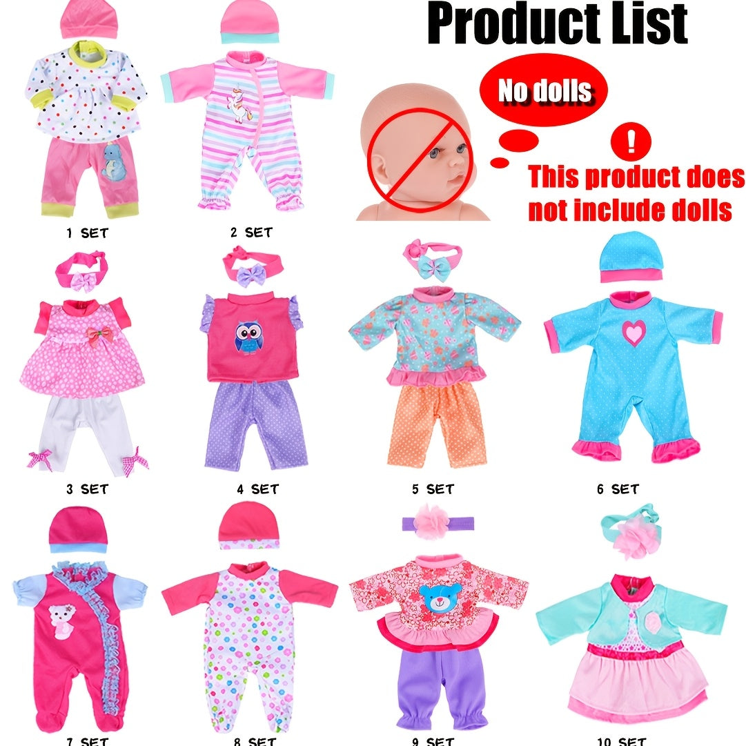 Colorful Handmade Baby Doll Clothes 10 Sets for 10 12 Inch Newborn & 14 16 Inch Dolls – Soft Safe Mixed Design Outfits Develops Fine Motor Skills Gift Girls Ages 3+