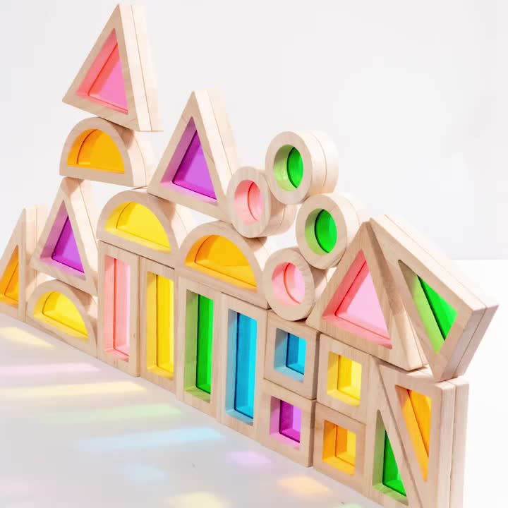 Translucent Colored Acrylic Building Blocks for Kids - Geometric Sensory Construction Toy, Parent-Child Bonding Educational Gift for Birthdays & Holidays