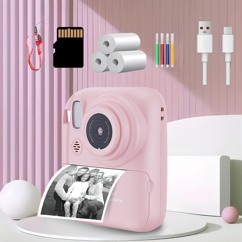 Kids Instant Print Camera 3-in-1 with MP3 Player & Puzzle Games - 2.4'' HD Screen Portable Digital Camera Toy with Print Paper 32GB Card Reader Lanyard Storage Bag Birthday Gift for Girls Boys