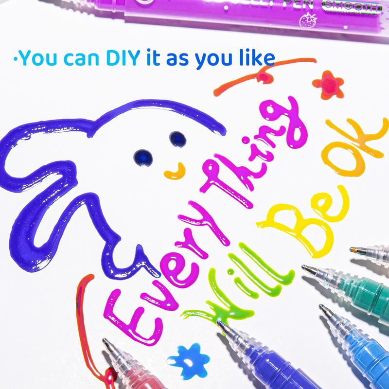 3D Jelly Gel Pens Set, Glossy Color Ink in 12, 24 or 36 Color Options for Drawing, Scrapbooking, Bullet Journals, DIY Greeting Cards and Creative Gifts