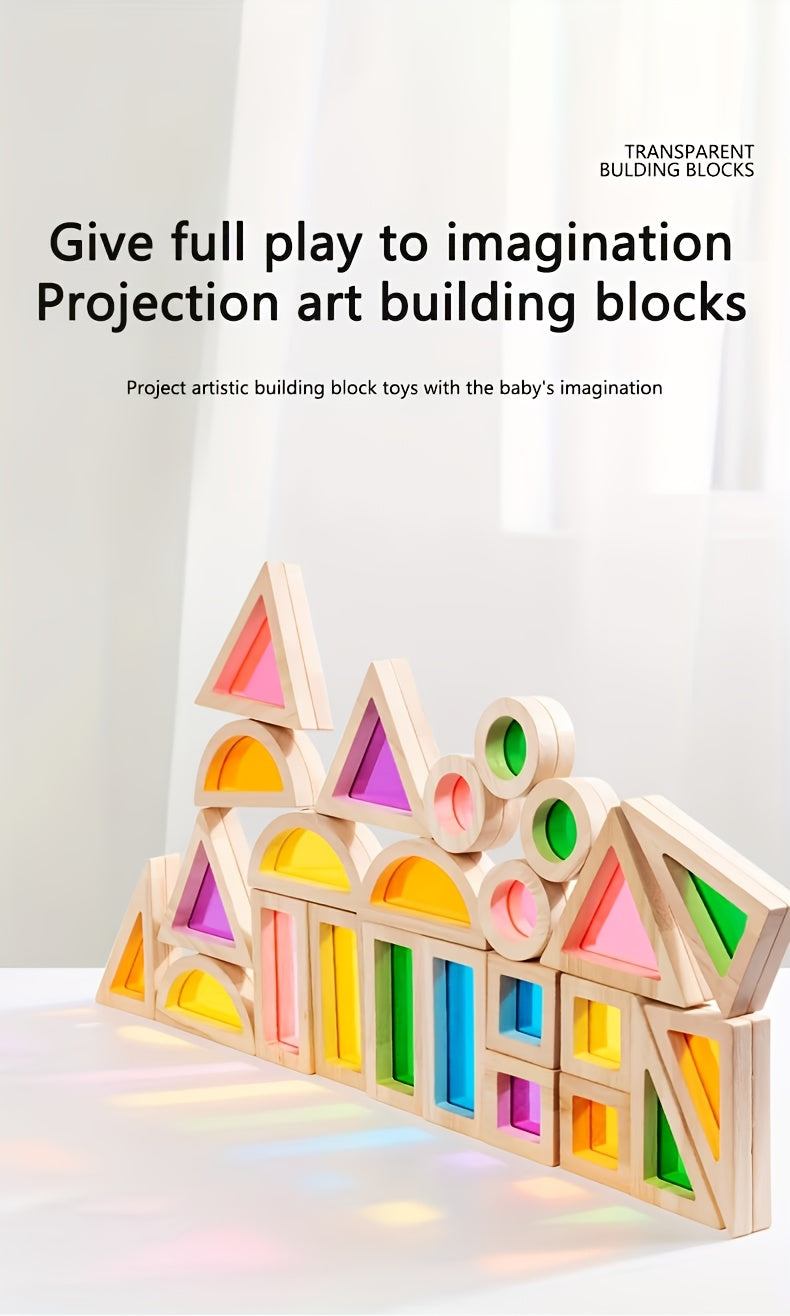 Translucent Colored Acrylic Building Blocks for Kids - Geometric Sensory Construction Toy, Parent-Child Bonding Educational Gift for Birthdays & Holidays