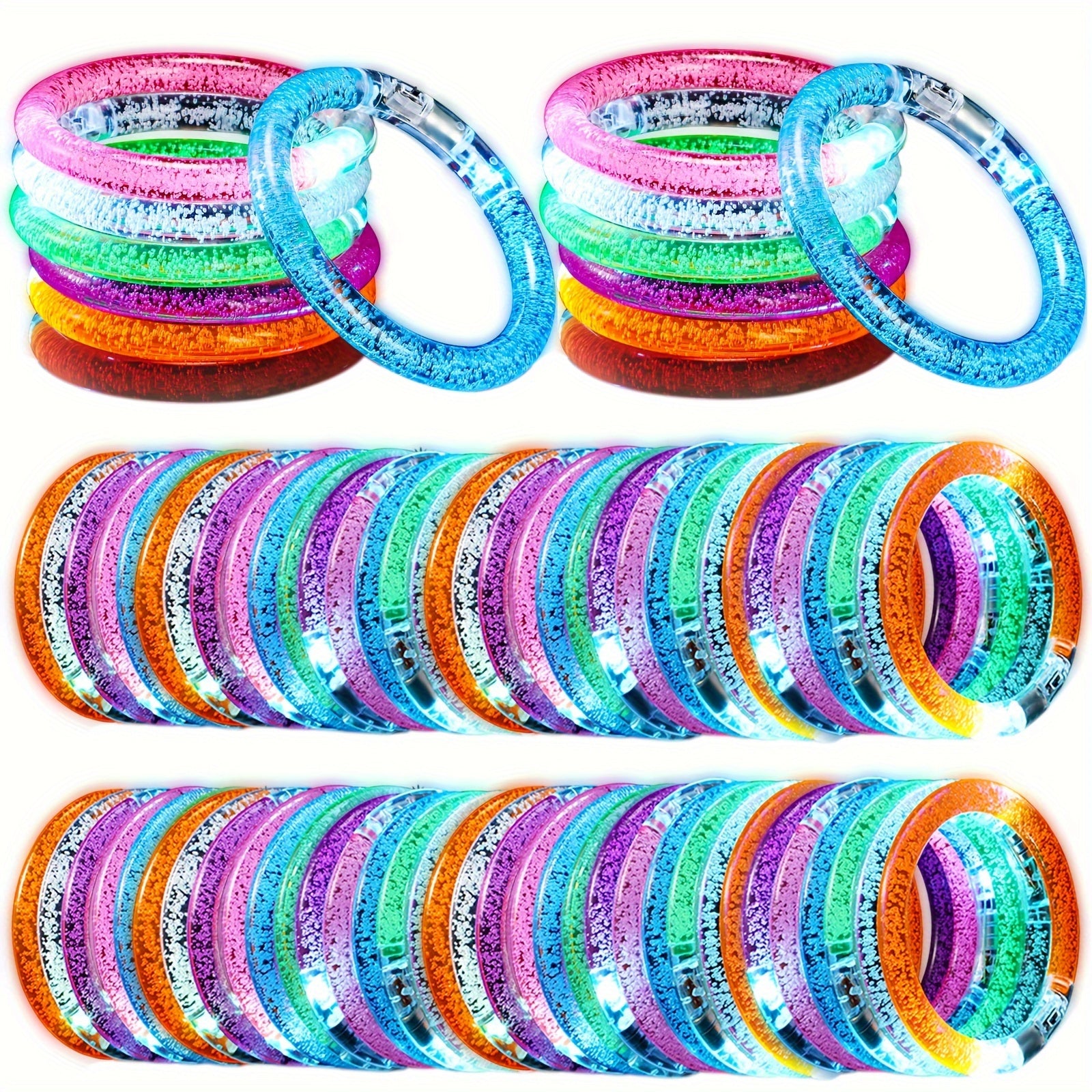 100-Piece Glow Sticks Bracelets Set – 6-Color Flashing LED Neon Glow in the Dark Bracelets for Rave, Concert, Birthday & Carnival Party Favors