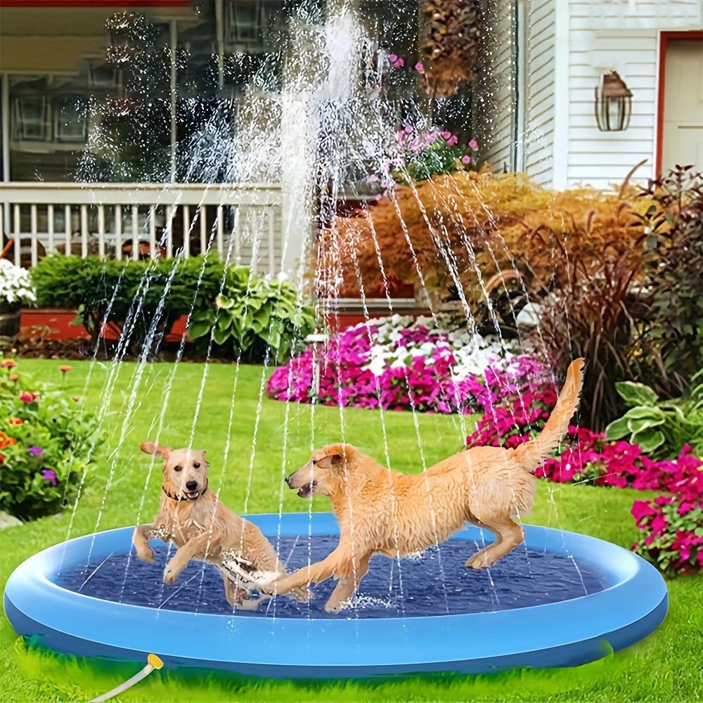 Splash Pad for Large Dogs – Extra Thick 0.6mm Non-Slip Dog Sprinkler Pool & Cooling Mat, Heavy Duty Outdoor Summer Water Play Fountain for Jumbo Breeds