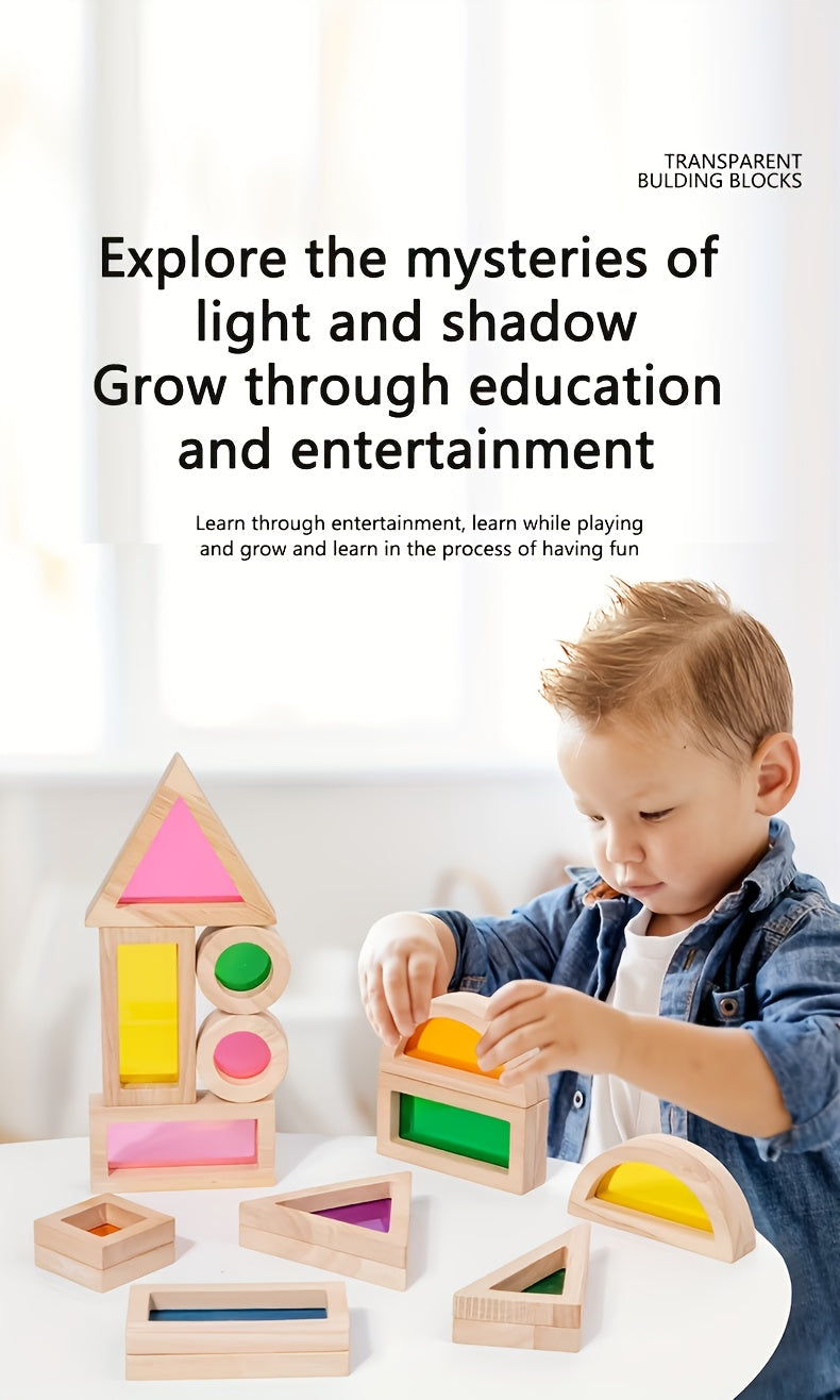 Translucent Colored Acrylic Building Blocks for Kids - Geometric Sensory Construction Toy, Parent-Child Bonding Educational Gift for Birthdays & Holidays