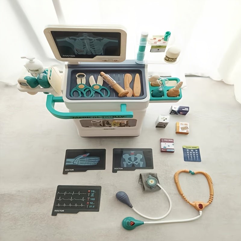 Kids Doctor Kit Pretend Play Medical Station Toy Set with Stethoscope 25-26pcs Boys Girls Ages 3+ Birthday Gift