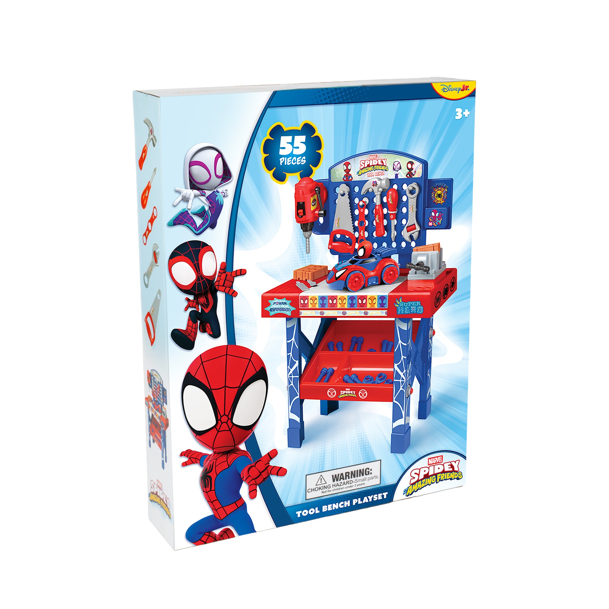 Spidey and His Amazing Friends Tool Bench Playset 55 Pieces with Take Apart Car Superhero Toy for Kids Toddlers Boys Birthday Christmas Gift