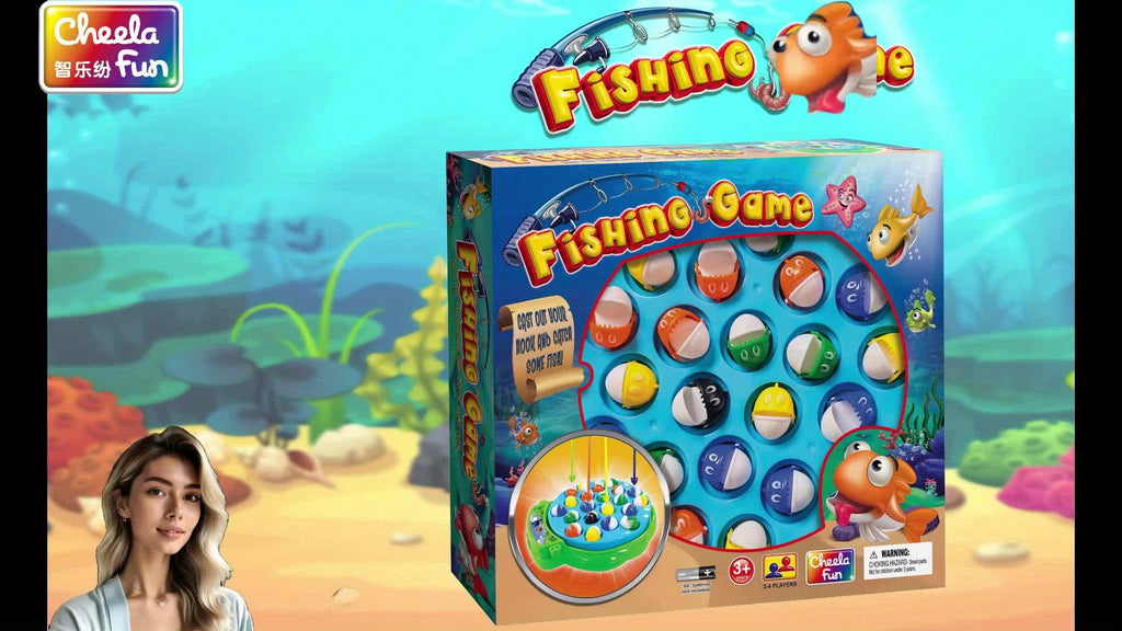 Kids Fishing Game Rotating Board 21 Fish 4 Rods - Fast-Action 2-4 Player Toy for Toddlers Ages 3+, Birthday Easter Holiday Gift for Boys & Girls