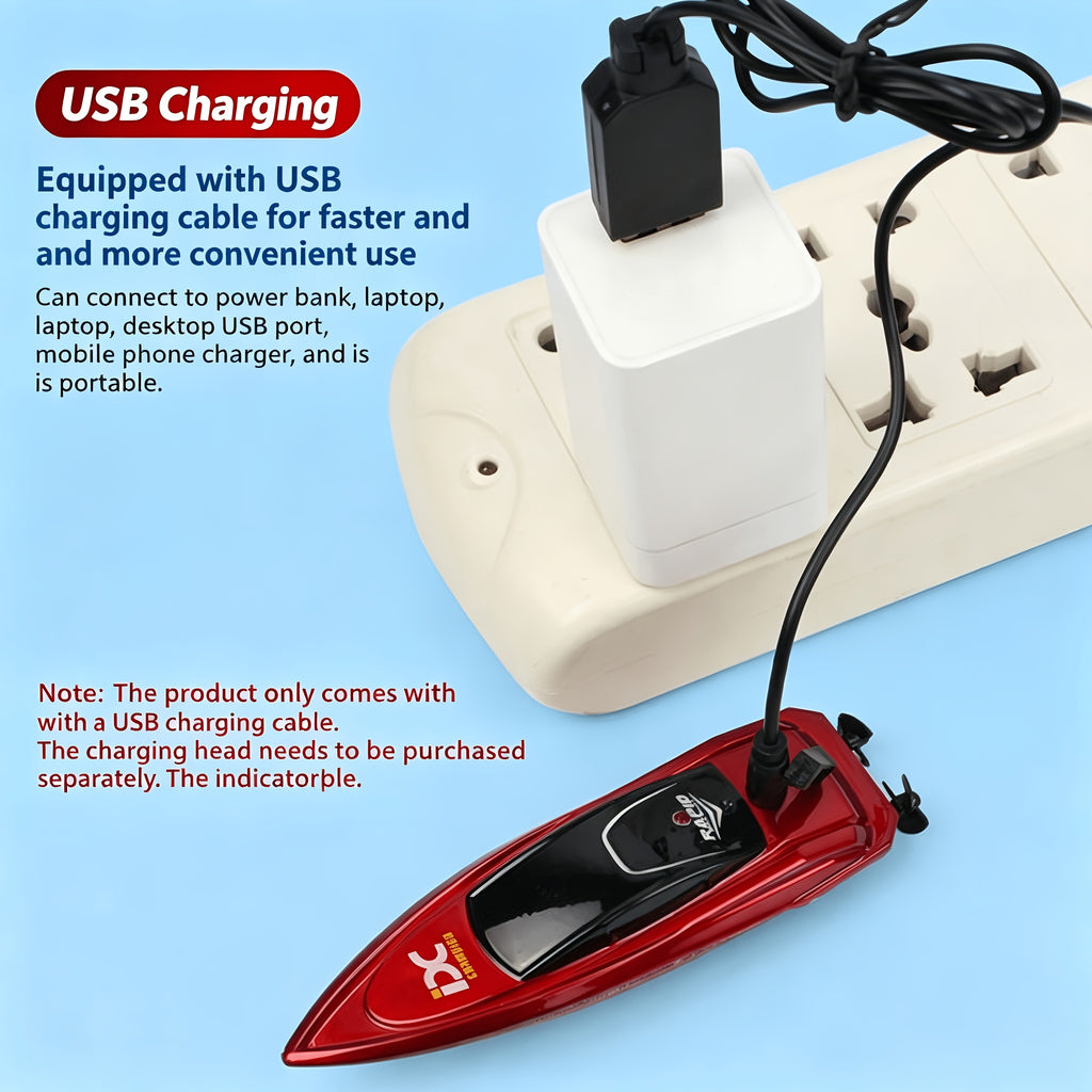 RC Boat Toy 2.4G 4-Channel Mini Remote Control Racing Boat with LED Dynamic Lights Durable Hull – Kids Summer Water Play Gift Boys Girls