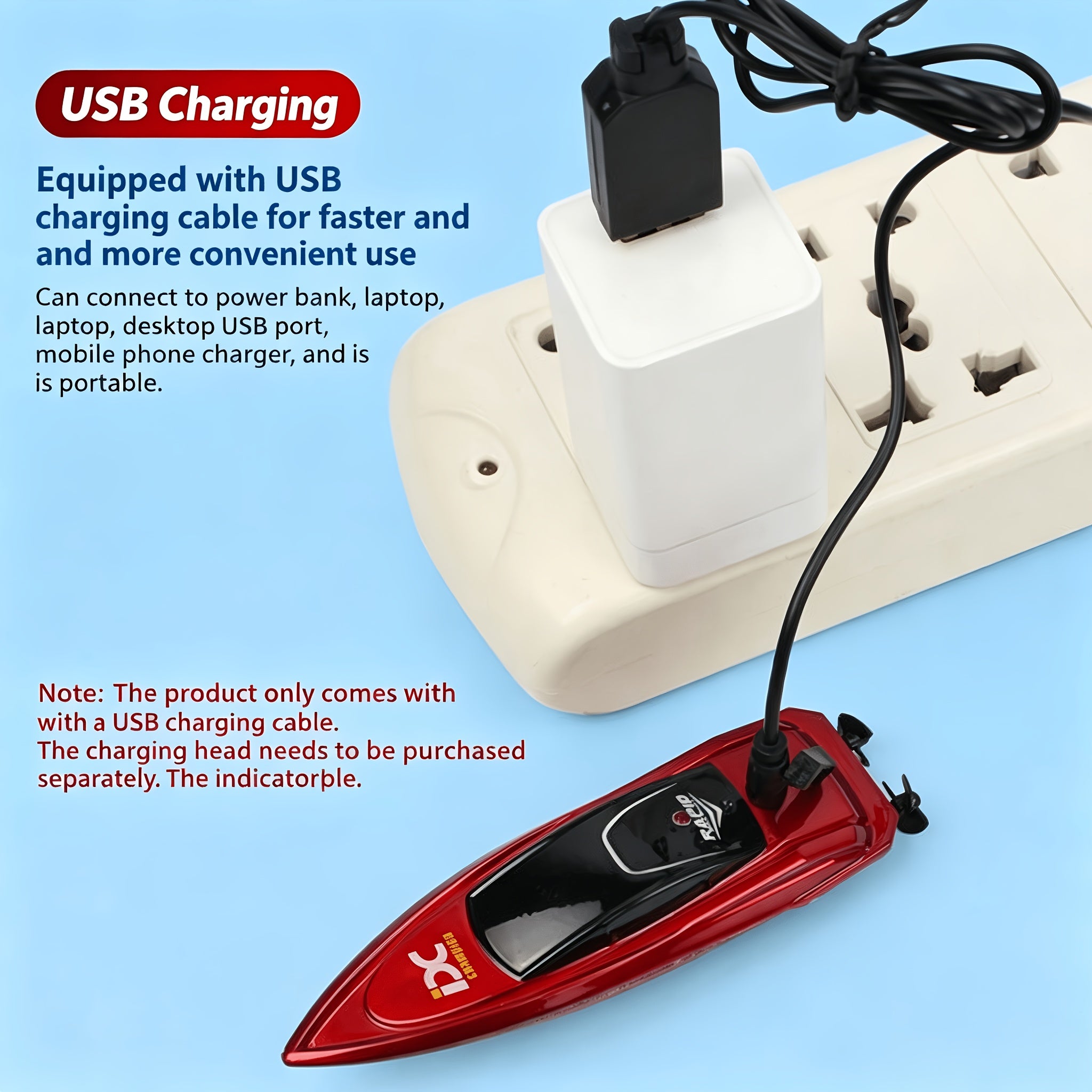 RC Boat Toy 2.4G 4-Channel Mini Remote Control Racing Boat with LED Dynamic Lights Durable Hull – Kids Summer Water Play Gift Boys Girls
