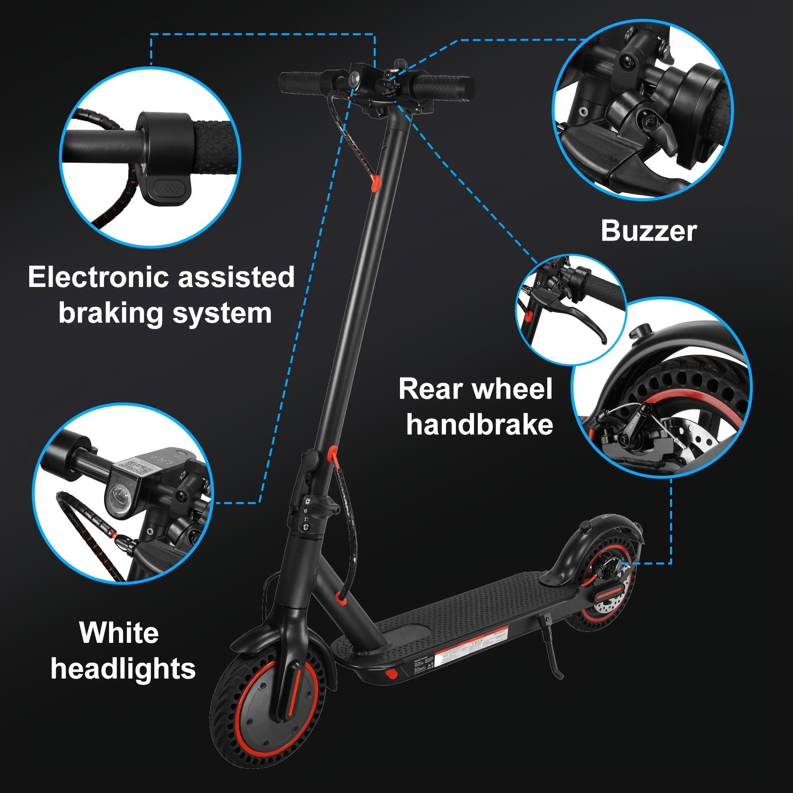 Electric Scooter for Adults 350W Folding 8.5-Inch with LED Display - 3 Speed Modes 15-30 Mile Range E-ABS Disc Brake 220LB Capacity - Commuter E-Scooter Black