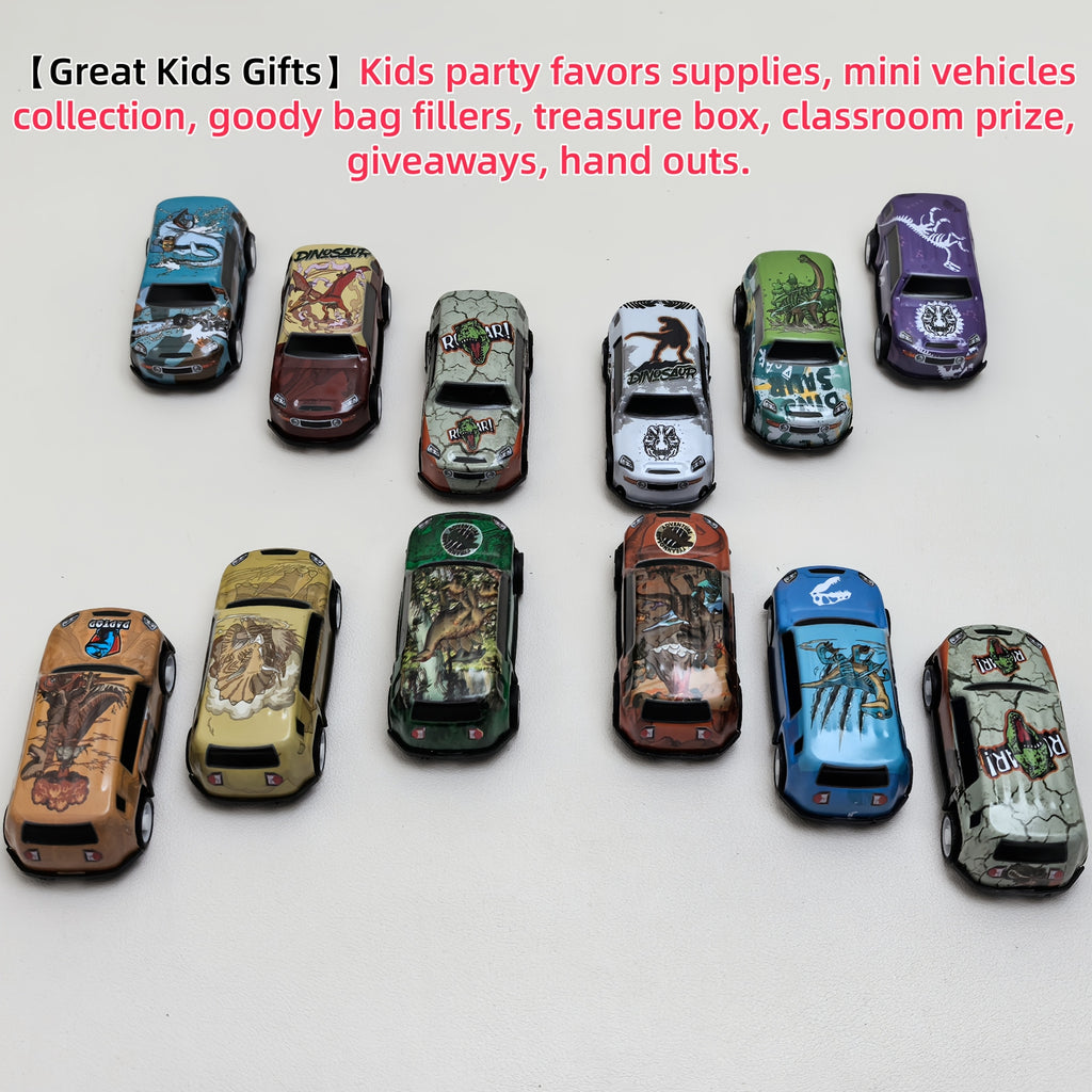 Dinosaur Toy Car Set 29-30pcs Pull Back Mini Racing Cars with City Traffic Map T-Rex Spinosaurus Figures No Battery Kids Party Favors Boys Girls Ages 3+ Gift