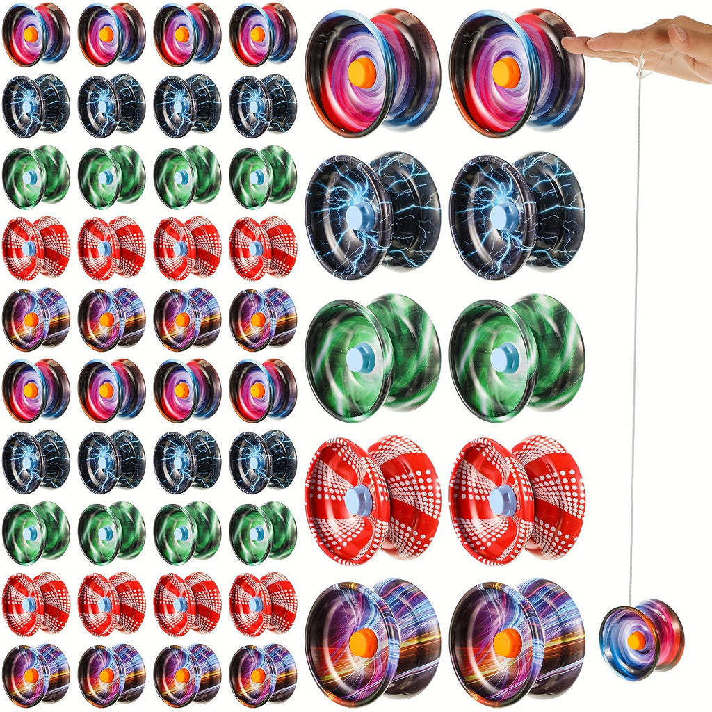 50-Pack Responsive Yoyos Bulk for Kids Adults - Colorful Auto Return Metal Alloy Yoyo Set for Beginners String Tricks Training, Party Favors Gift for Boys Girls Students