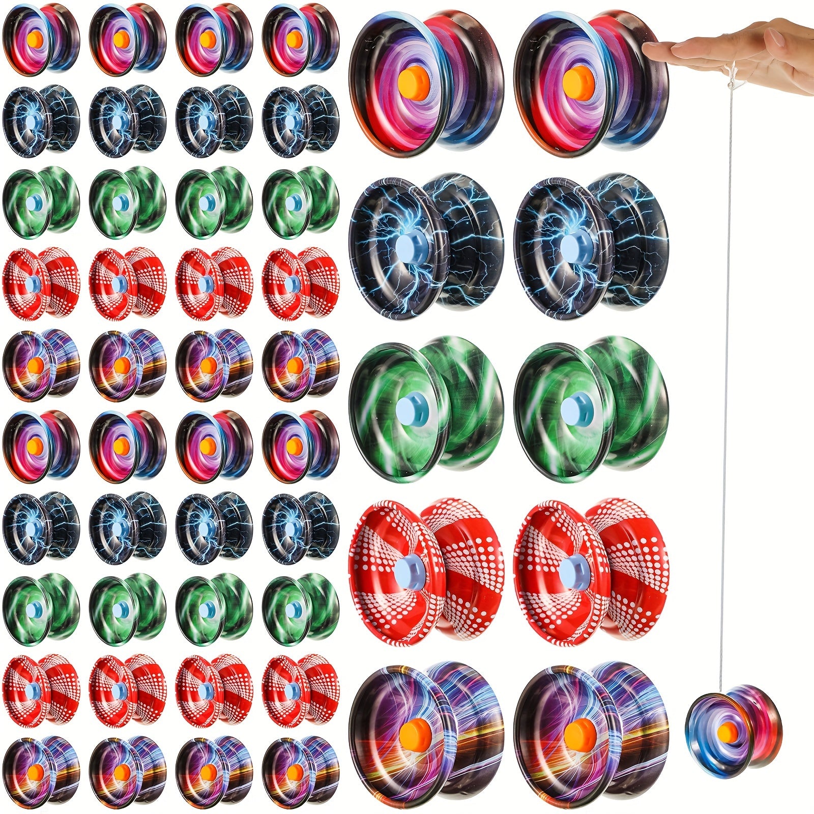 50-Pack Responsive Yoyos Bulk for Kids Adults - Colorful Auto Return Metal Alloy Yoyo Set for Beginners String Tricks Training, Party Favors Gift for Boys Girls Students