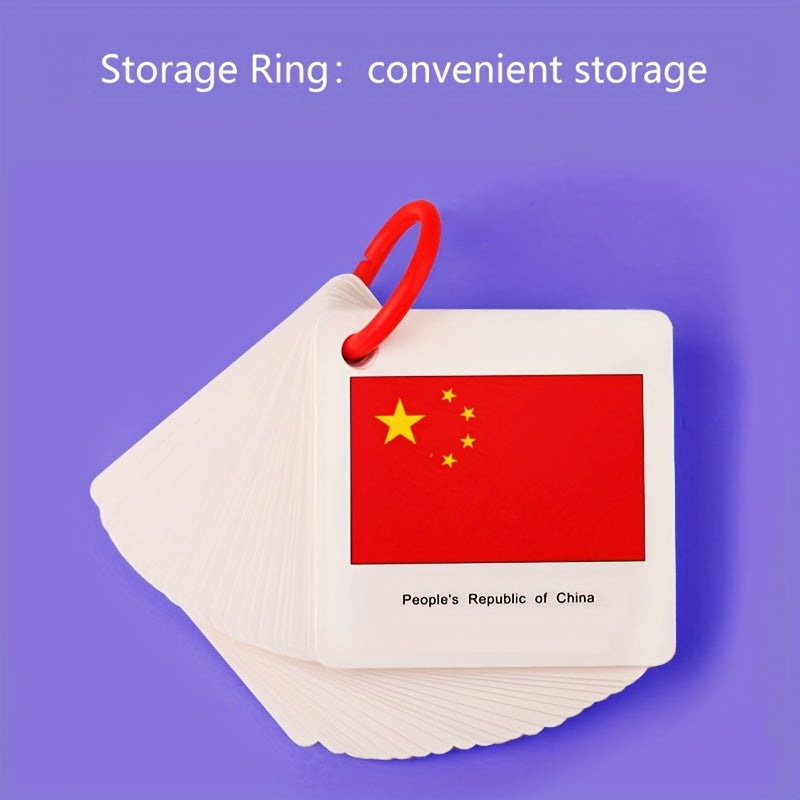 World Flags Flashcards 120 Pcs – Countries & Flags Recognition Cards Cultural Education Geography Learning Party Game Desk Decor Gift