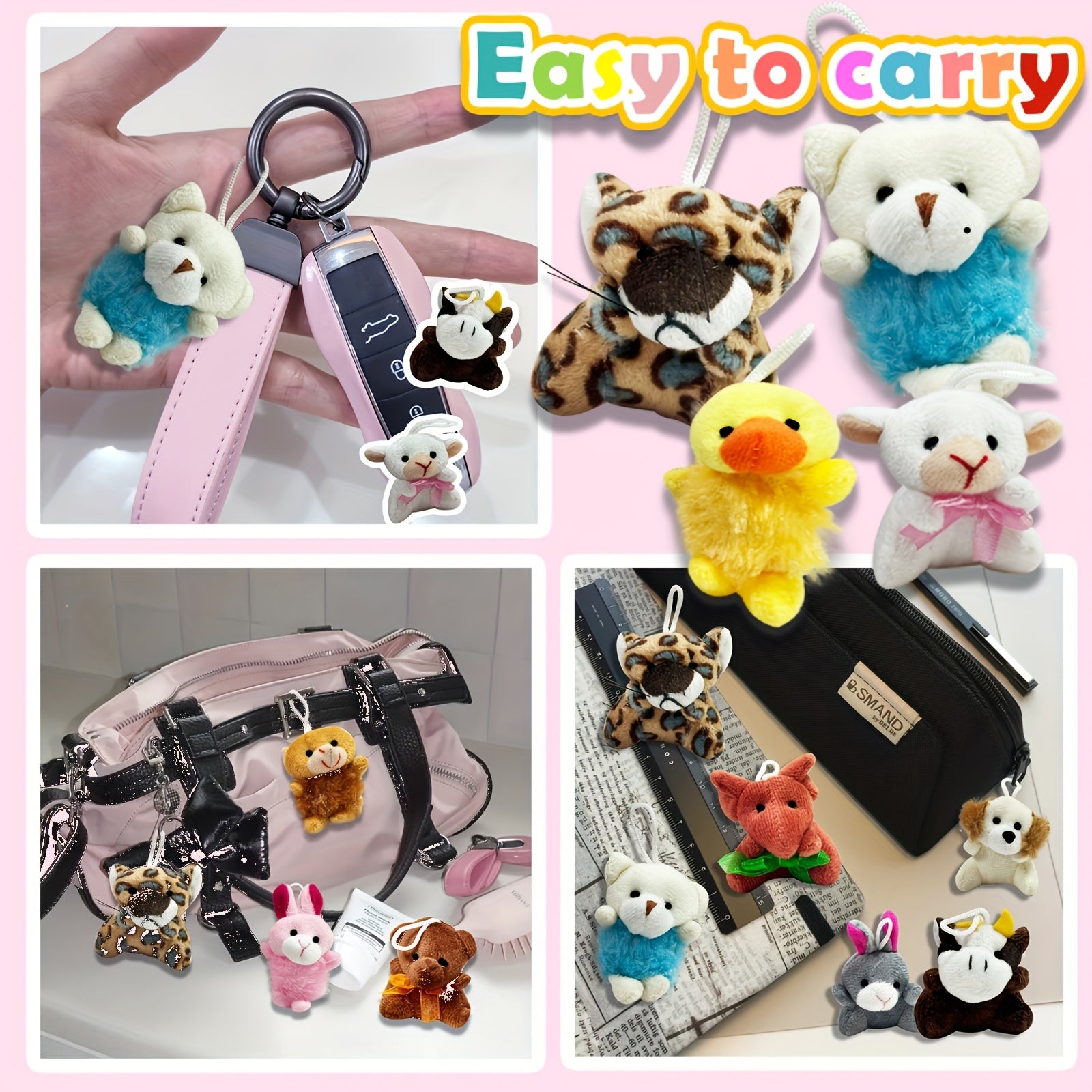 24PCS Mini Animal Plush Toy Assortment – Small Stuffed Animal Bulk Set with Keychains, Party Favors, Carnival Prizes, School Gifts, Christmas Easter Halloween Valentine’s Day Gift for Kids