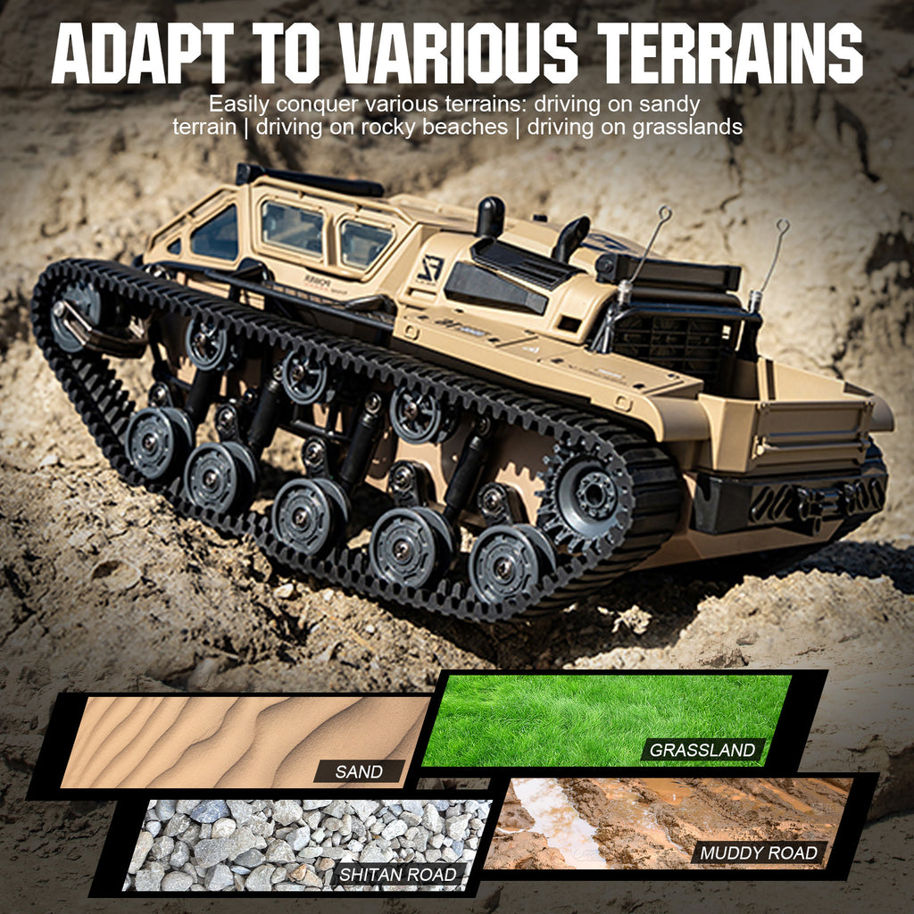 RC Tracked Military Tank with Full-Proportional Control LED Lights & Alloy Opening Door - All-Terrain Off-Road Armored Vehicle Model Toy Gift for Kids Boys Adults