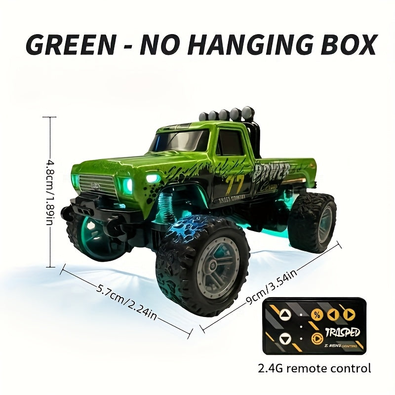 Mini RC Monster Truck 1/64 Scale 2.4GHz Die-Cast Alloy Off-Road Climbing Car with Shock Absorber - High Speed RC Gift for Adults Kids Boys