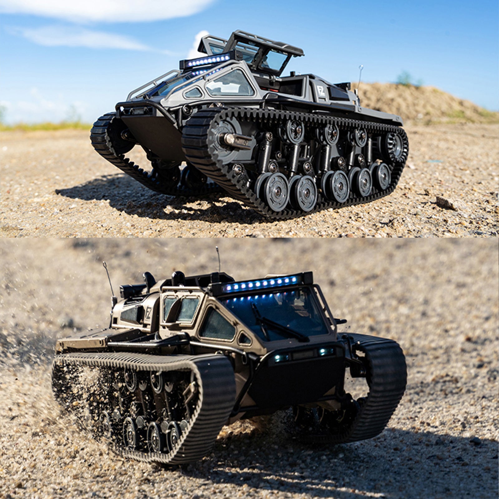 RC Tracked Military Tank with Full-Proportional Control LED Lights & Alloy Opening Door - All-Terrain Off-Road Armored Vehicle Model Toy Gift for Kids Boys Adults
