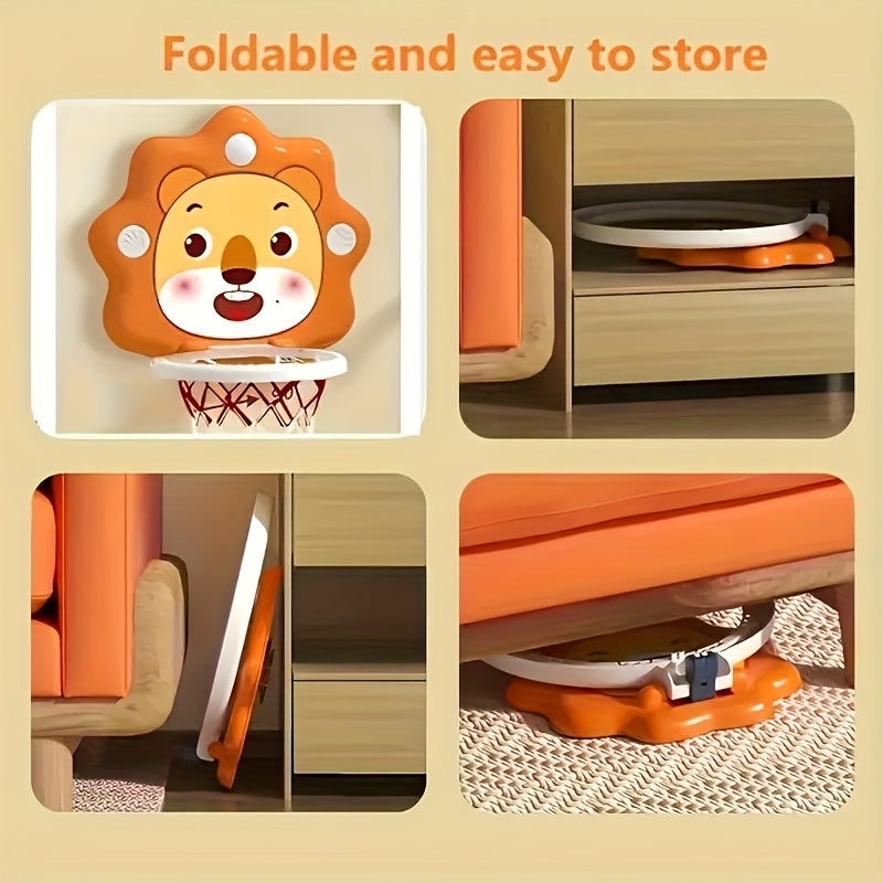 Kids Basketball Hoop Wall Mounted Indoor – Cartoon Lion Game Set with Ball & Pump for Playroom Bedroom, Fun Sports Toy Gift for Boys Girls Toddlers Ages 3+