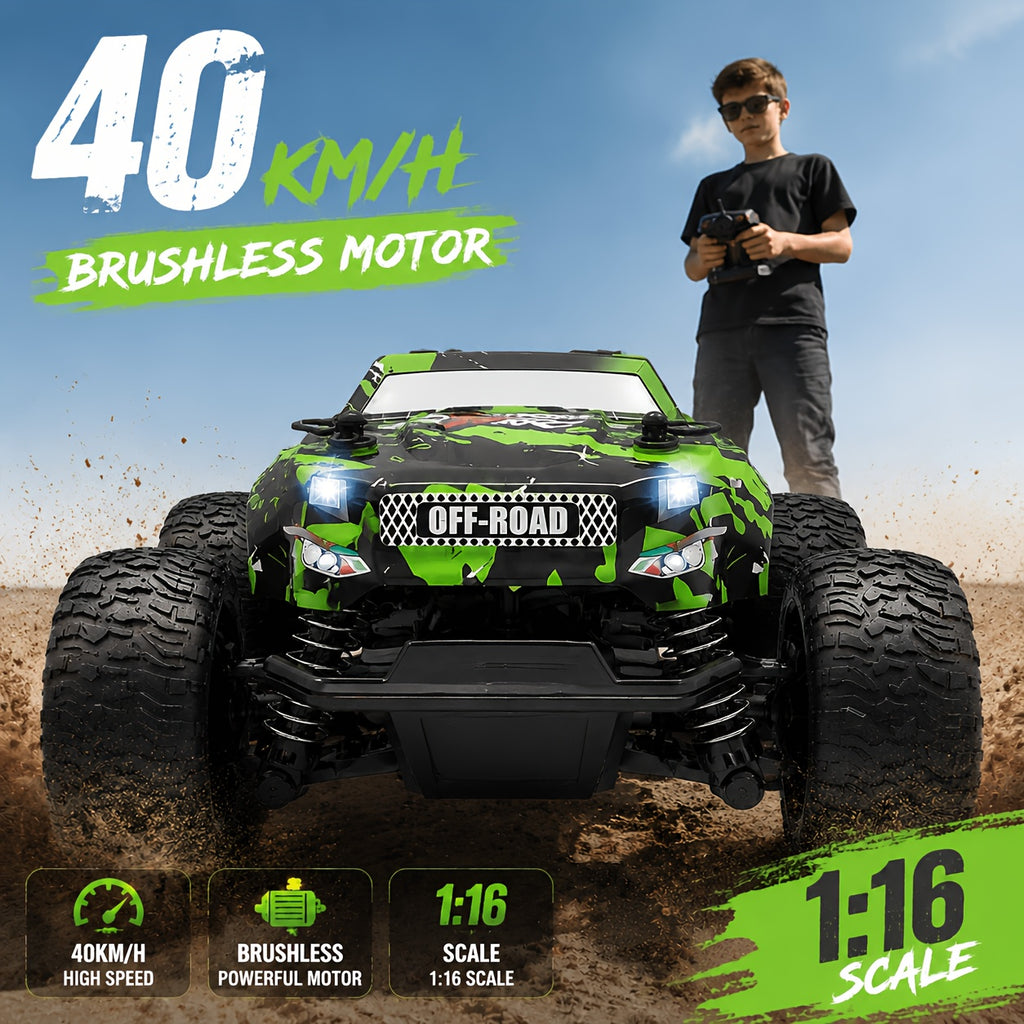 All-Terrain RC Off-Road Car 2.4GHz Durable Alloy Body Remote Control Toy Car Safe Design Rechargeable Kids Boys Ages 3+ Birthday Easter Christmas Gift