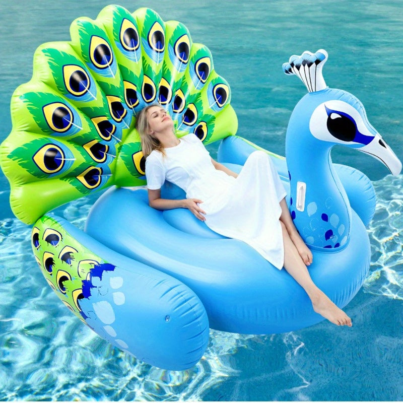 Inflatable Peacock Pool Float Adult Extra Large – Giant 66" Ride-On Inflatable Pool Raft for Adults, Summer Party