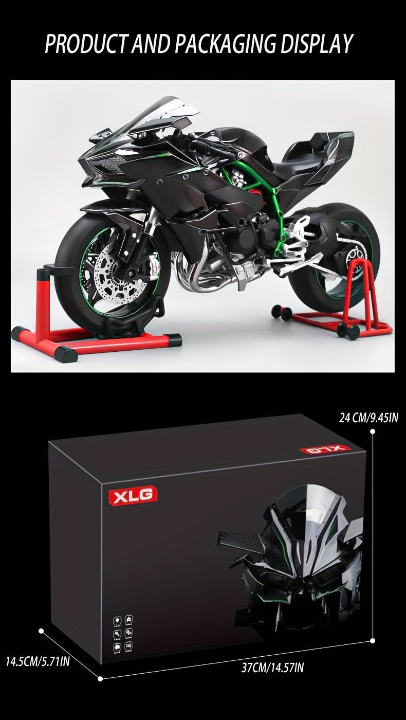 Die-Cast Motorcycle Model with Realistic Sound Effects & Exhaust Spray – 1:6 Scale Alloy Replica with LED Lights, Rotating Wheels & 8 Accessories, Collector Gift for Motorcycle Enthusiasts