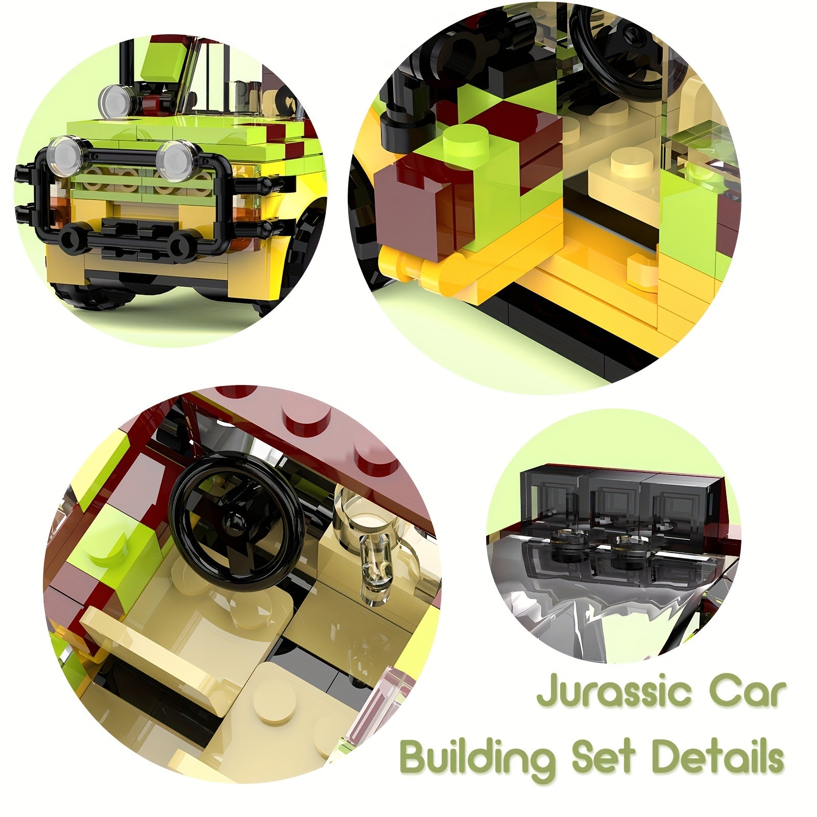 Jurassic Explorer Tour Vehicle Building Blocks Set 309 Pieces - Dinosaur Safari Car Model Kit, Creative Educational Construction Toy, Desk Display Piece, Great Christmas Birthday Gift for Kids Boys Ages 6+