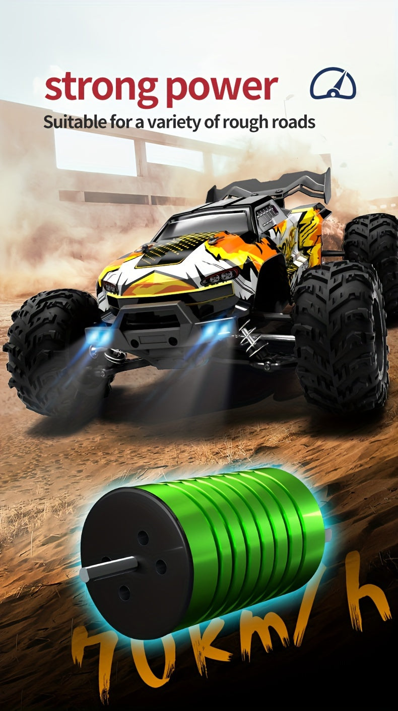 1/16 Scale 4WD Brushless Motor RC Car 70km/h High Speed 2.4G Remote Control Off-Road Drift Racing Truck with 2 Batteries – Kids Adults Gift