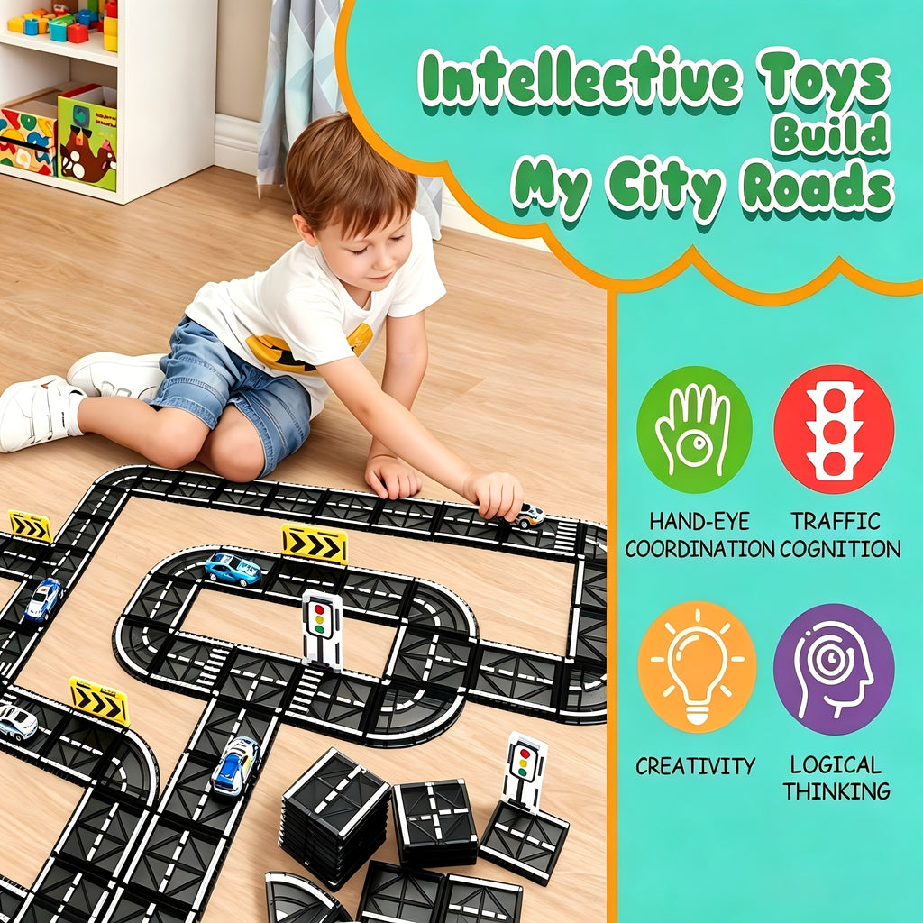 Magnetic Track Set for Small Cars 44 48 121pcs STEM Educational Building Blocks Road Layout Toy for Boys Girls Ages 3+ Birthday Christmas Gift
