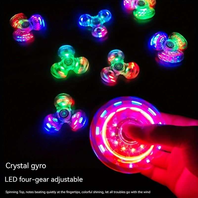 Glow in the Dark Fidget Spinner 12 Pack LED Crystal Spinning Top 4-Gear Adjustable Speed Stress Relief Toy for Kids Teens Adults Party Favor Gift