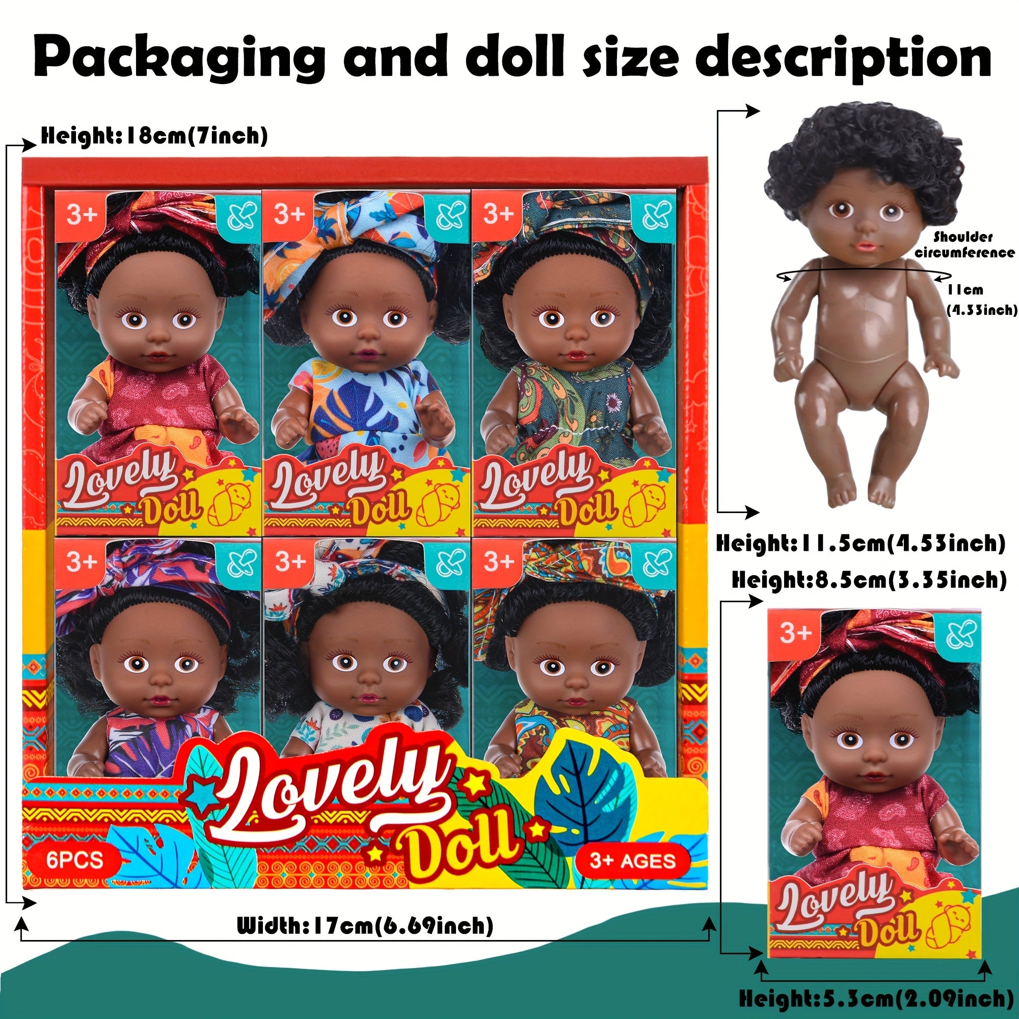 Miniature Girl Dolls Set of 6 – 4 Inch Articulated Poseable Fashion Dolls with Vibrant Outfits & Headscarves Realistic Collectible Mini Dolls Gift for Girls Ages 3+