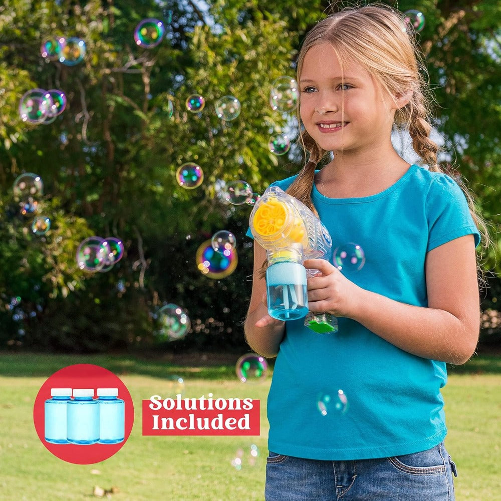 Bubble Guns 3 Pack with Bubble Solution – Automatic Bubble Maker for Kids, Halloween Party Favors, Indoor Outdoor Birthday Gift