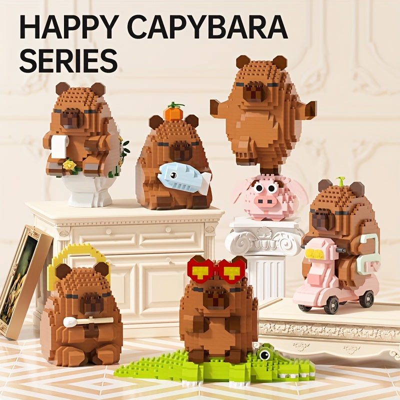 Capybara Micro Building Blocks 562pcs Miniature Collector Edition DIY Desk Decor Stress Relief Toy - Multiple Themes - Birthday Easter Christmas Gift for Boys Girls Teens Adults