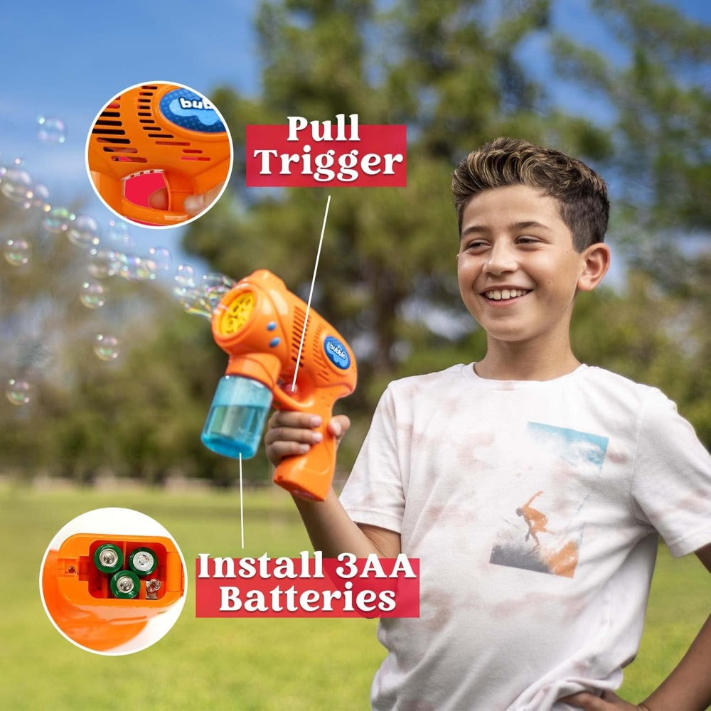 Bubble Guns 3 Pack with Bubble Solution – Automatic Bubble Maker for Kids, Halloween Party Favors, Indoor Outdoor Birthday Gift