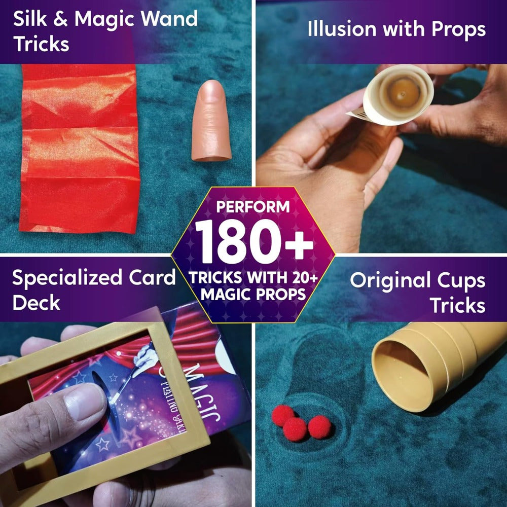 180+ Magic Tricks Kit for Kids – Beginner Magician Set with Video Lessons, Wand, Illusion Cards & Props – STEM Performance Toy – Birthday & Christmas Gift for Boys & Girls Ages 6+