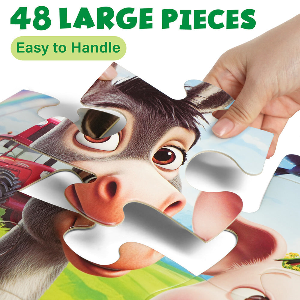 Large Floor Puzzle for Kids Ages 3-6 – Mermaid & Farm Animals Jigsaw Puzzle Set, Preschool Educational Toy for Boys Girls, Best Christmas Birthday Gift