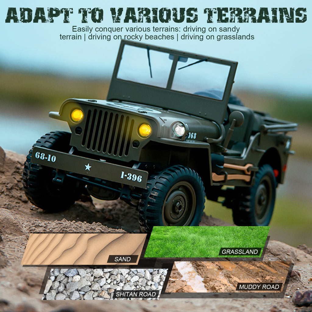 RC Truck 1:10 Scale 4WD 4x4 Off Road Remote Control Car Full Proportional 2 Rechargeable Batteries All Terrain Big RC Vehicle Gift for Boys Youth