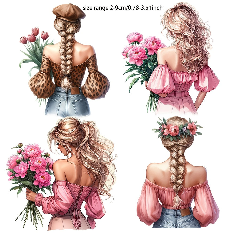 Floral Girl Journal Stickers – 2 Styles Aesthetic Cut-Out Sticker Sheets for Journaling, Scrapbooking, Planners & Bullet Journals, Cute Botanical Girl Art Stickers for Teens & Adults
