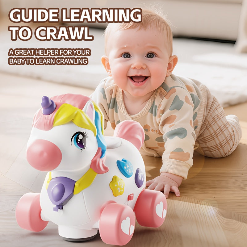 7-in-1 Musical Baby Crawl & Pull Toy for 6-12-18 Months - Multi-Functional Infant Learning Toy with Music, Christmas Birthday Gift for 1-2 Year Old Boys Girls