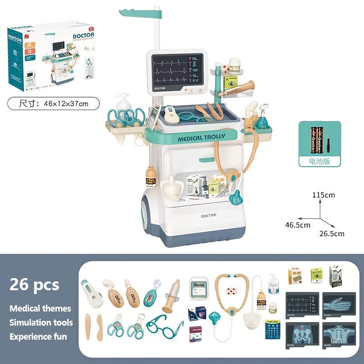 Kids Doctor Kit Pretend Play 26 Piece Medical Toy Set with Sound Effects Stethoscope Thermometer Blood Pressure Meter ABS Safe Role Play Gift for Children Age 3+