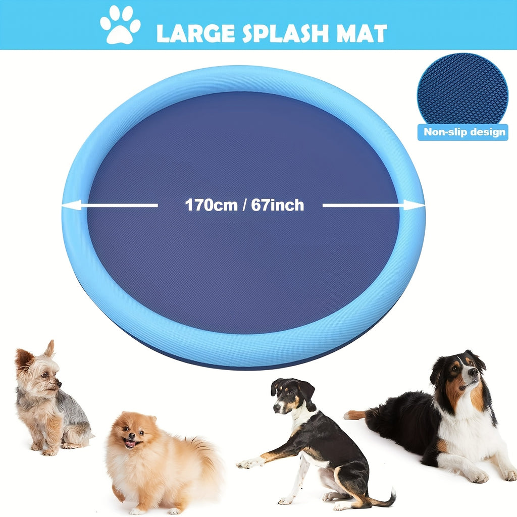 Splash Pad for Large Dogs – Extra Thick 0.6mm Non-Slip Dog Sprinkler Pool & Cooling Mat, Heavy Duty Outdoor Summer Water Play Fountain for Jumbo Breeds