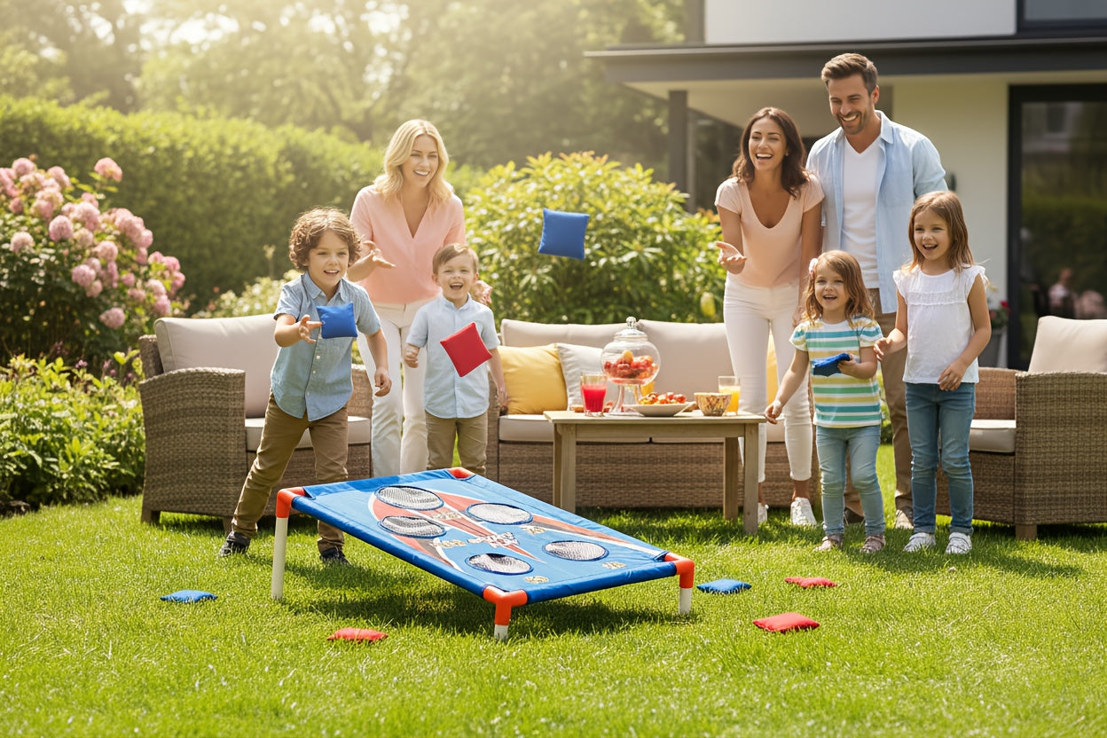 5-Hole Bean Bag Toss Board Game Set with 8 Bean Bags & Carry Bag – Outdoor Indoor Party Game for Kids Adults Backyard Camping Beach Tailgate