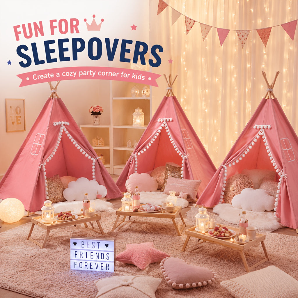 Kids Teepee Tent for Girls Boys, Indoor Outdoor Play Tent with Washable Fabric, Nordic Princess Conical Playhouse for Bedroom Backyard, Birthday Christmas Gift Ages 3+ (No Padding)