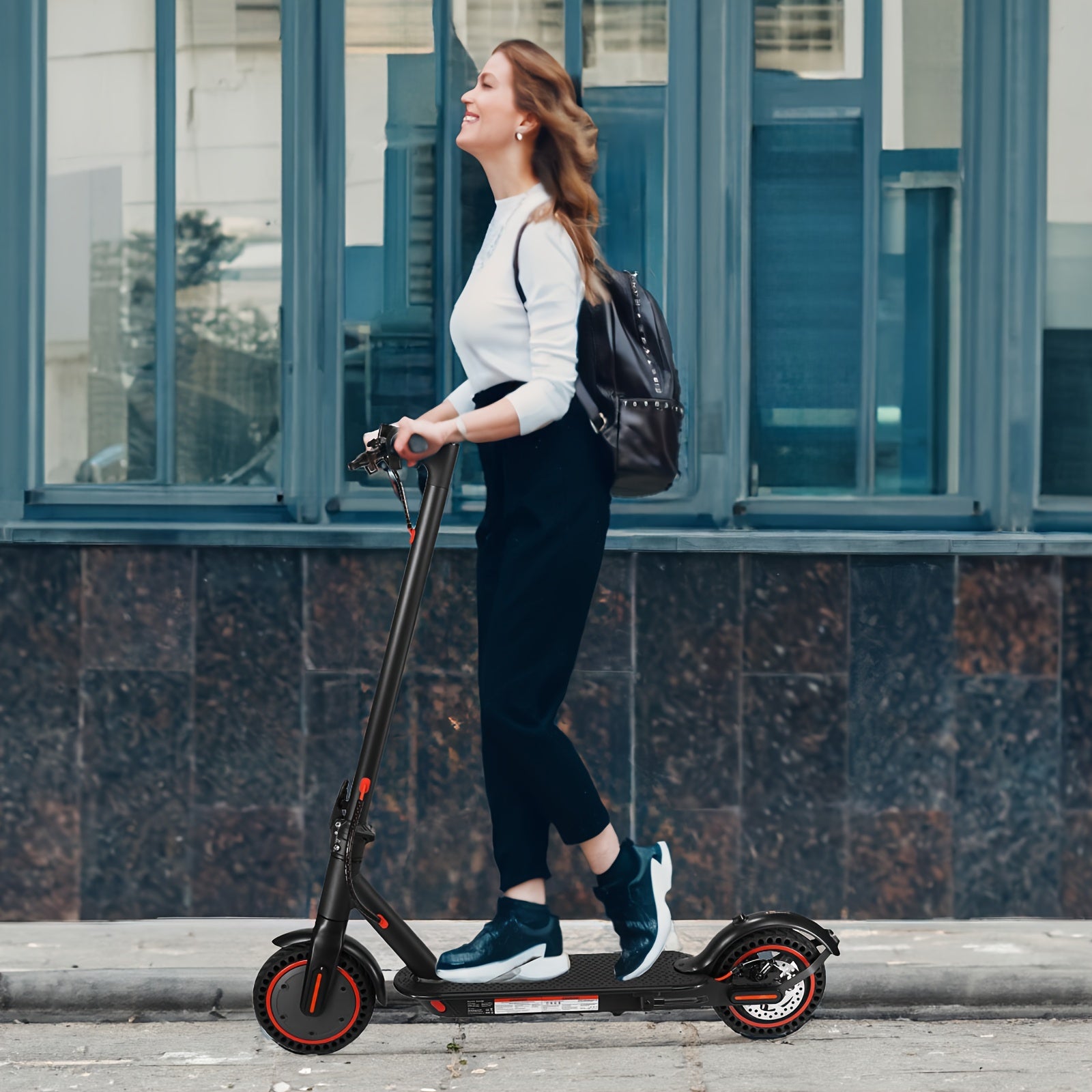 Electric Scooter for Adults 350W Folding 8.5-Inch with LED Display - 3 Speed Modes 15-30 Mile Range E-ABS Disc Brake 220LB Capacity - Commuter E-Scooter Black